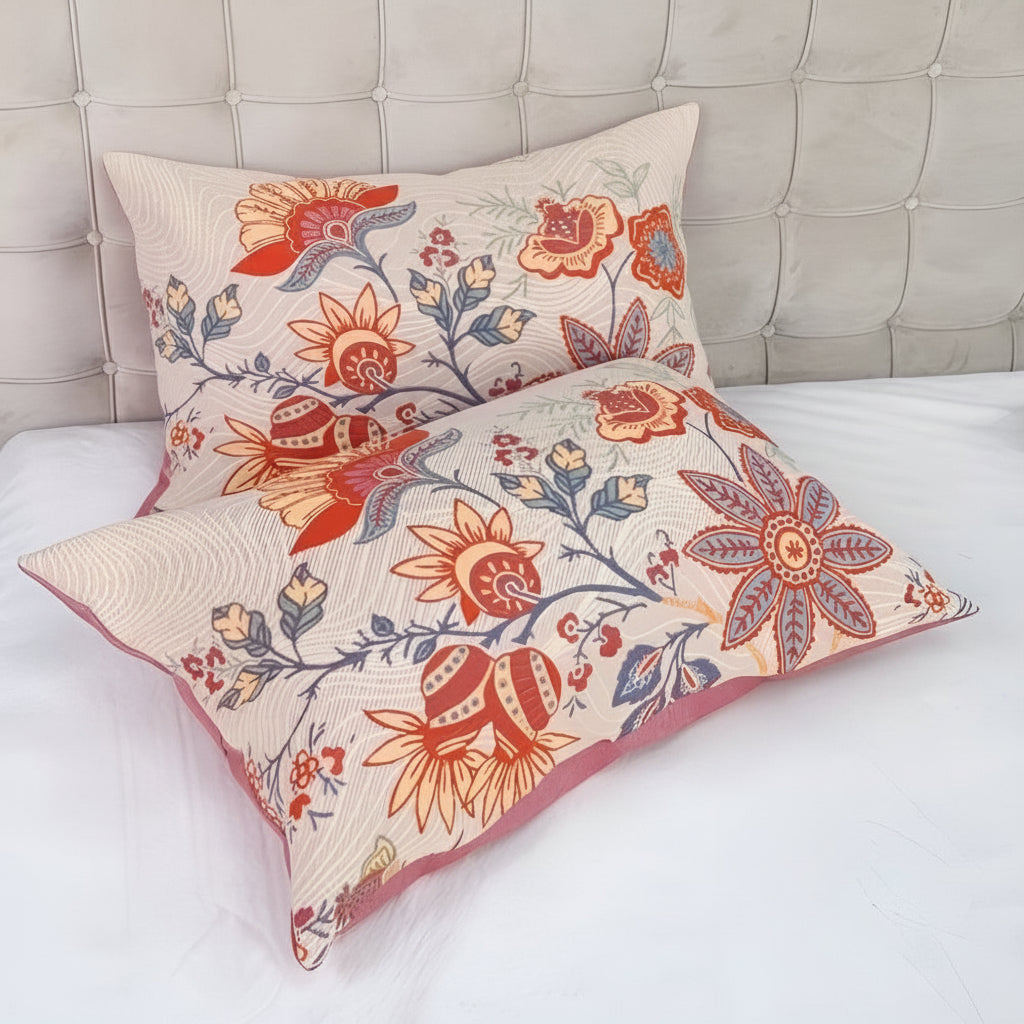 Pair of floral cotton pillowcases for standard pillows
