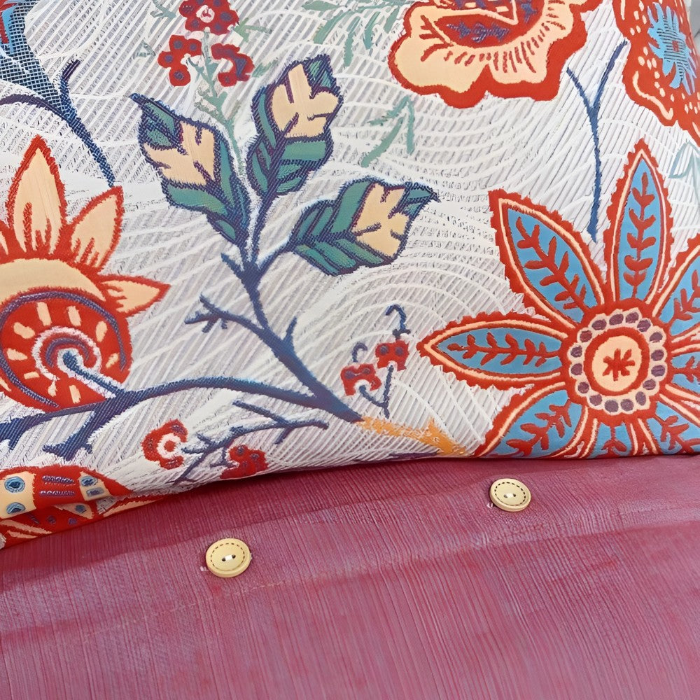 Boho pillowcase with a rustic flower pattern