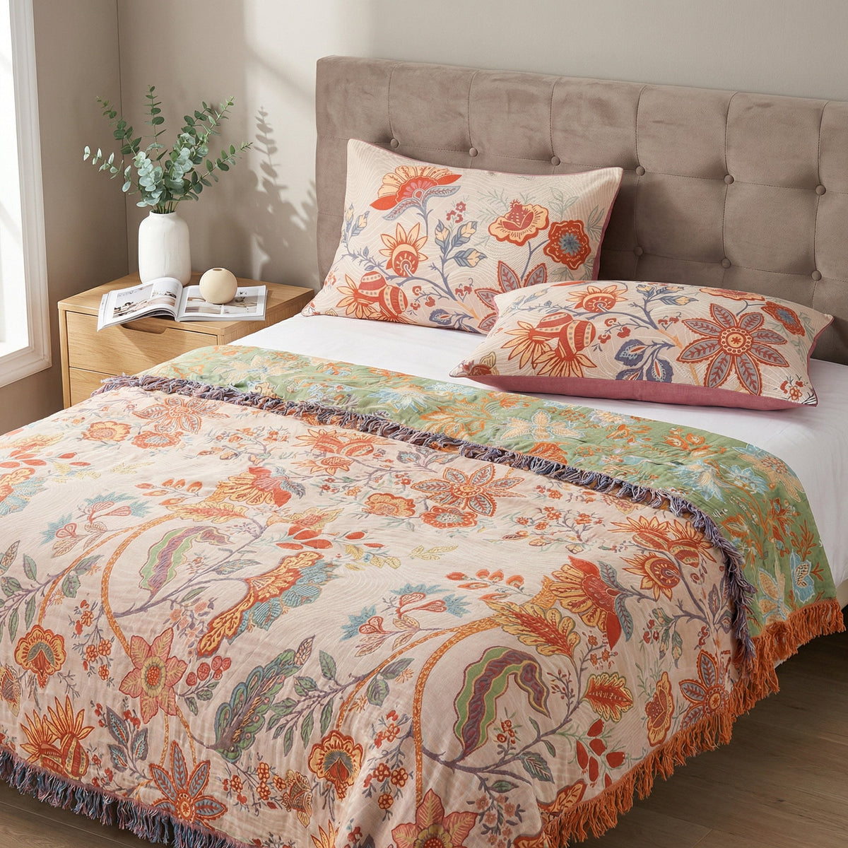 Floral boho pillowcases for a relaxed bedroom look