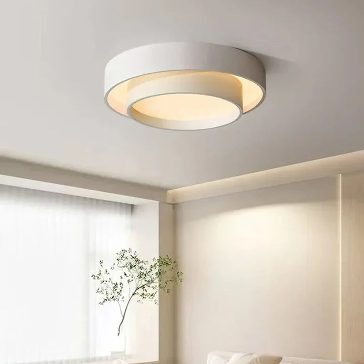 Nordic Double Ring LED Flush Mount Ceiling Light | 3 Sizes, Black & White | Qonforta