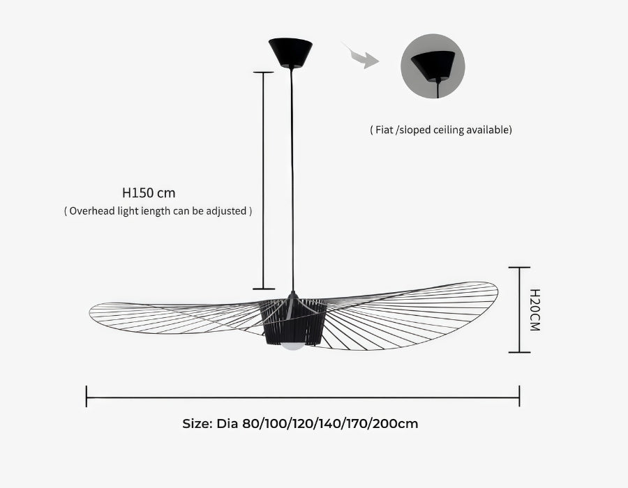 Wire Hat Pendant Light | 6 Sizes, Black & White | Qonforta