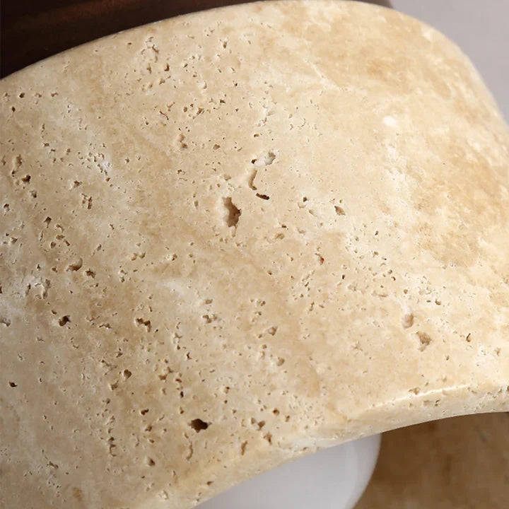 Travertine Stone Flush Mount Ceiling Light | Wood & Stone | Qonforta