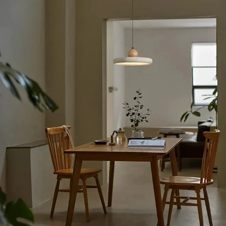 Travertine Stone Pendant Light | 2 Sizes 2 Light Modes | Qonforta