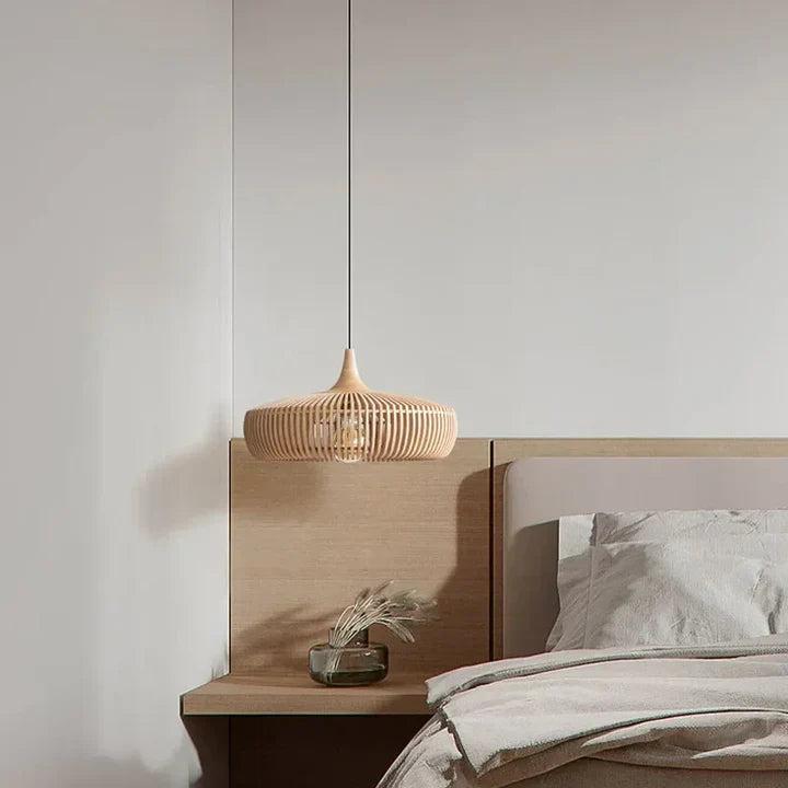 Nordic Wood Slat Pendant Light | 2 Colors 2 Modes | Qonforta