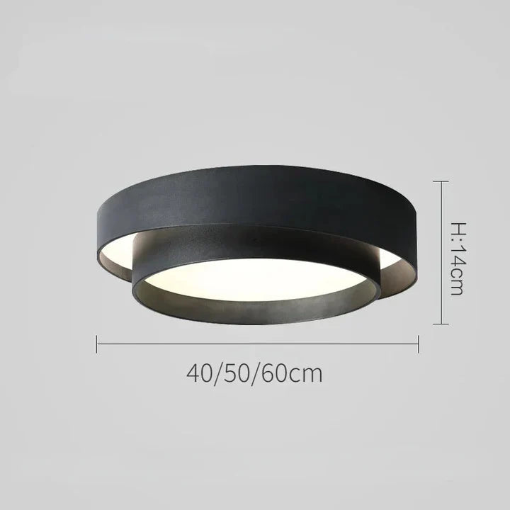 Nordic Double Ring LED Flush Mount Ceiling Light | 3 Sizes, Black & White | Qonforta