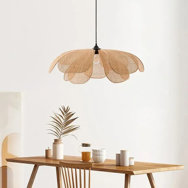 Wicker Petal Pendant Light | 3 Sizes | Boho | Qonforta