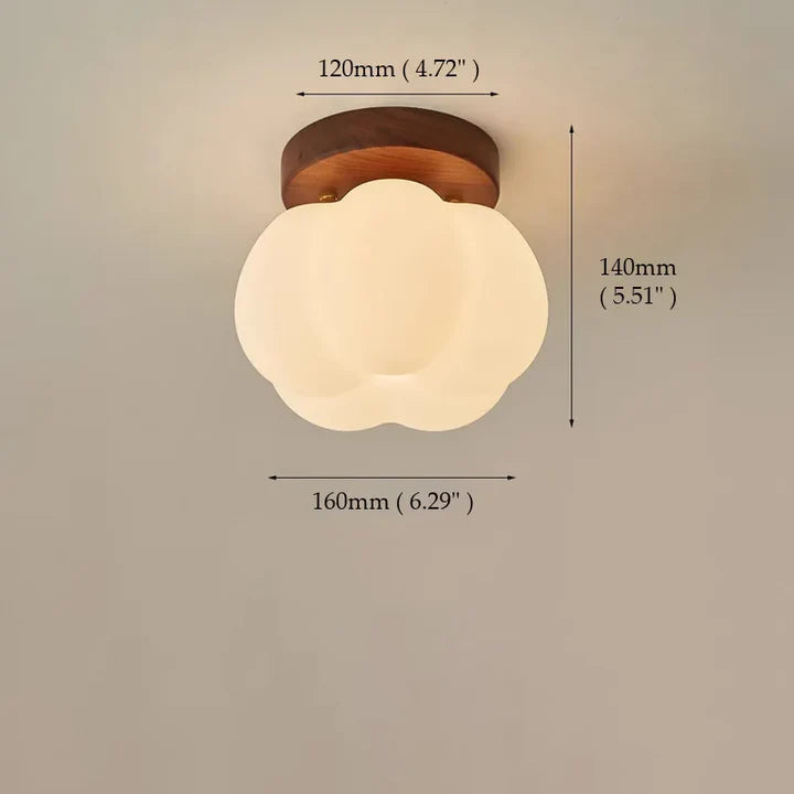 Pumpkin Wood Flush Mount Ceiling Light | Dark & Clear | Qonforta