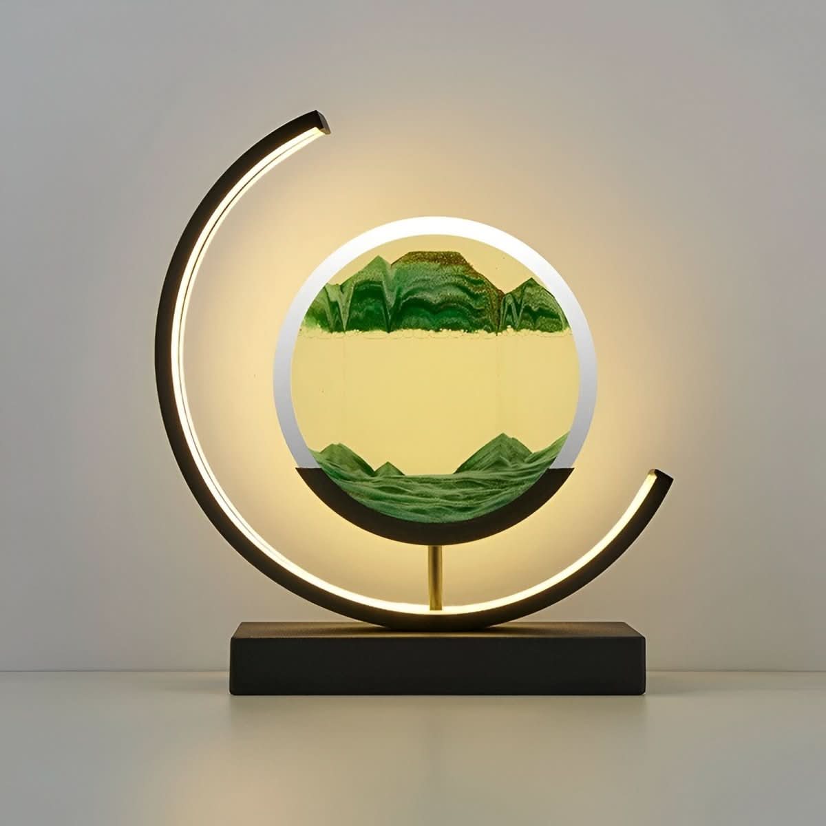 Moving Sand Art Lamp, Dimmable LED | 3 Light Colors | Qonforta