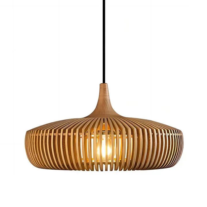 Nordic Wood Slat Pendant Light | 2 Colors 2 Modes | Qonforta