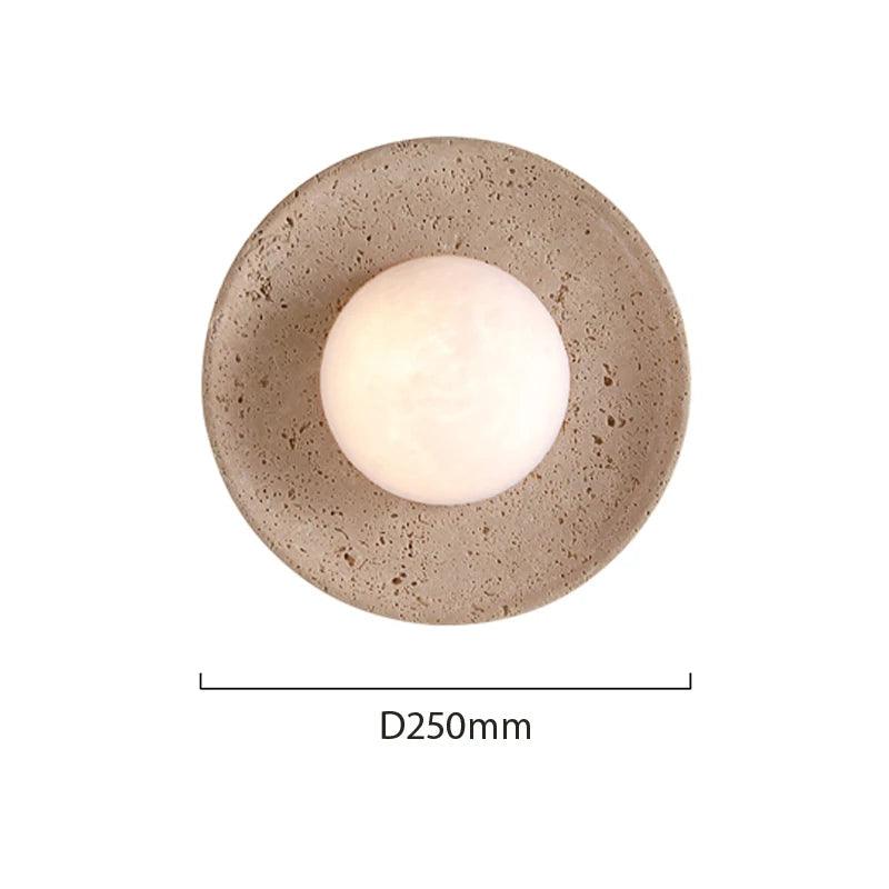 Travertine Wall Sconce Circular LED – Wabi-Sabi Stone | Qonforta