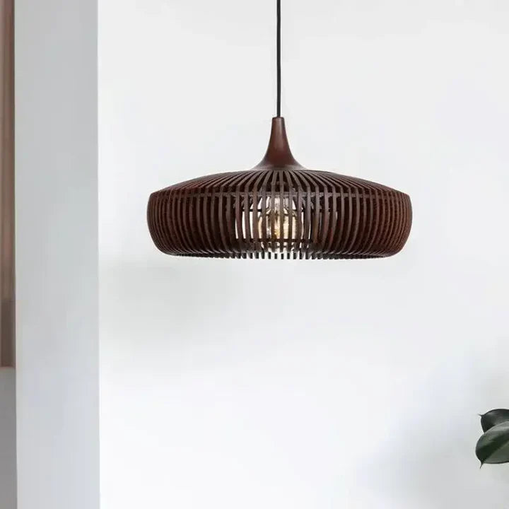 Nordic Wood Slat Pendant Light | 2 Colors 2 Modes | Qonforta