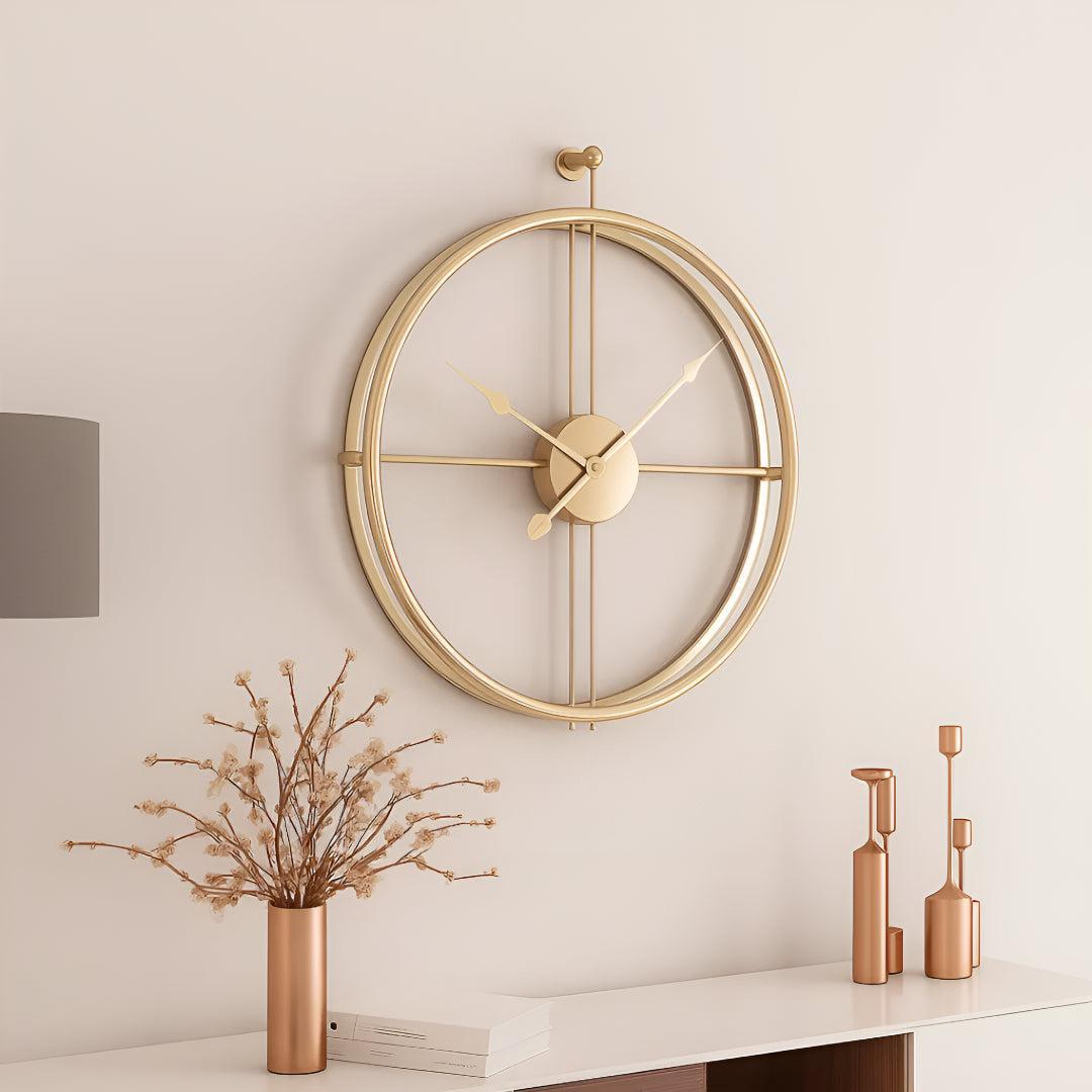 Large Silent Wall Clock | Minimalist Open-Frame Design | Qonforta