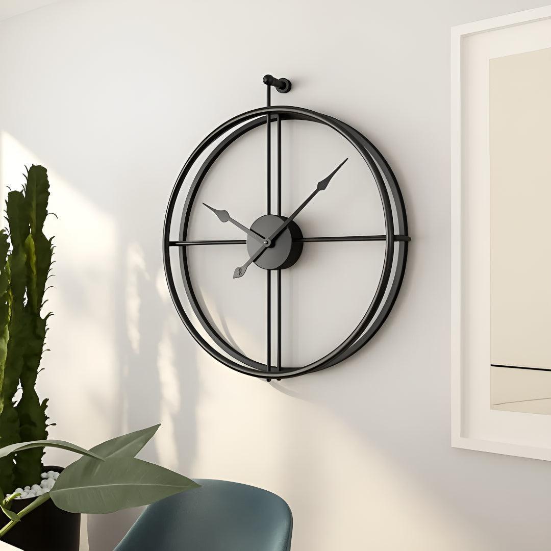Large Silent Wall Clock | Minimalist Open-Frame Design | Qonforta