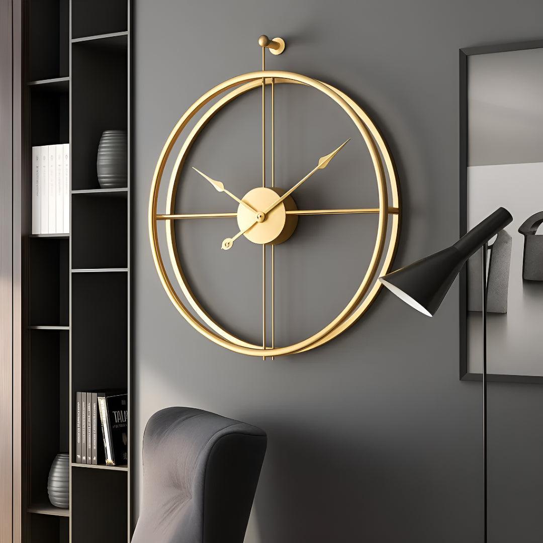Large Silent Wall Clock | Minimalist Open-Frame Design | Qonforta