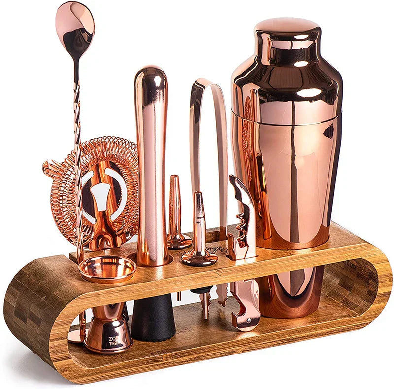 Stainless Steel Cocktail Set | 10-Piece Bar Tool Kit | Qonforta