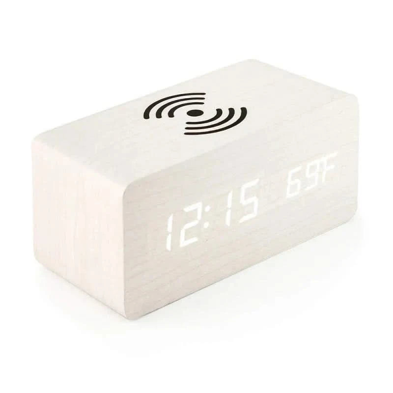 Wooden Alarm Clock | Wireless Charging | Qonforta