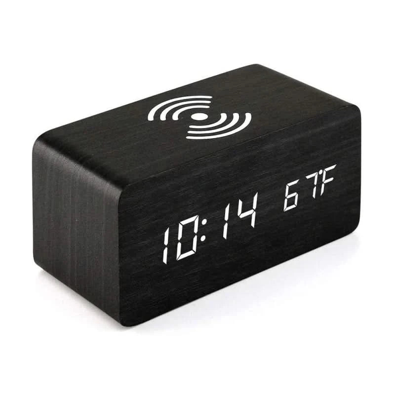 Wooden Alarm Clock | Wireless Charging | Qonforta