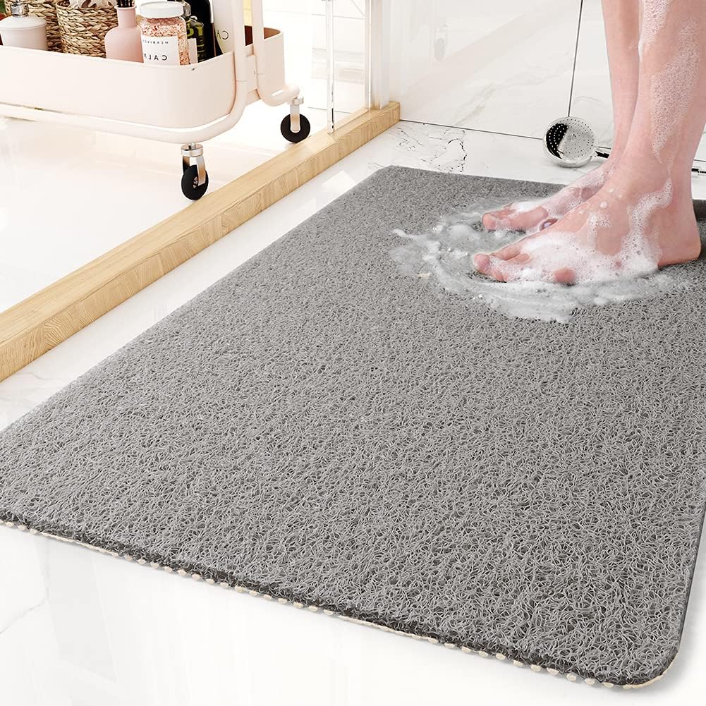 Loofah-Style Non-Slip Shower Mat | Quick-Drain PVC | Qonforta