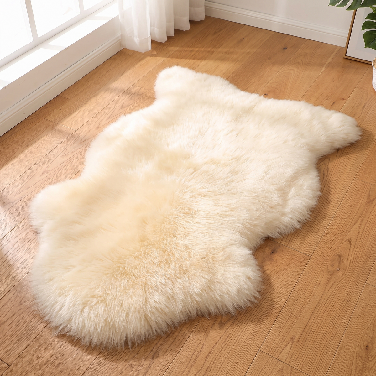 Fluffy Sheepskin Rug and Chair Throw, 28 x 39 Inch Accent Rug, 7 Colors