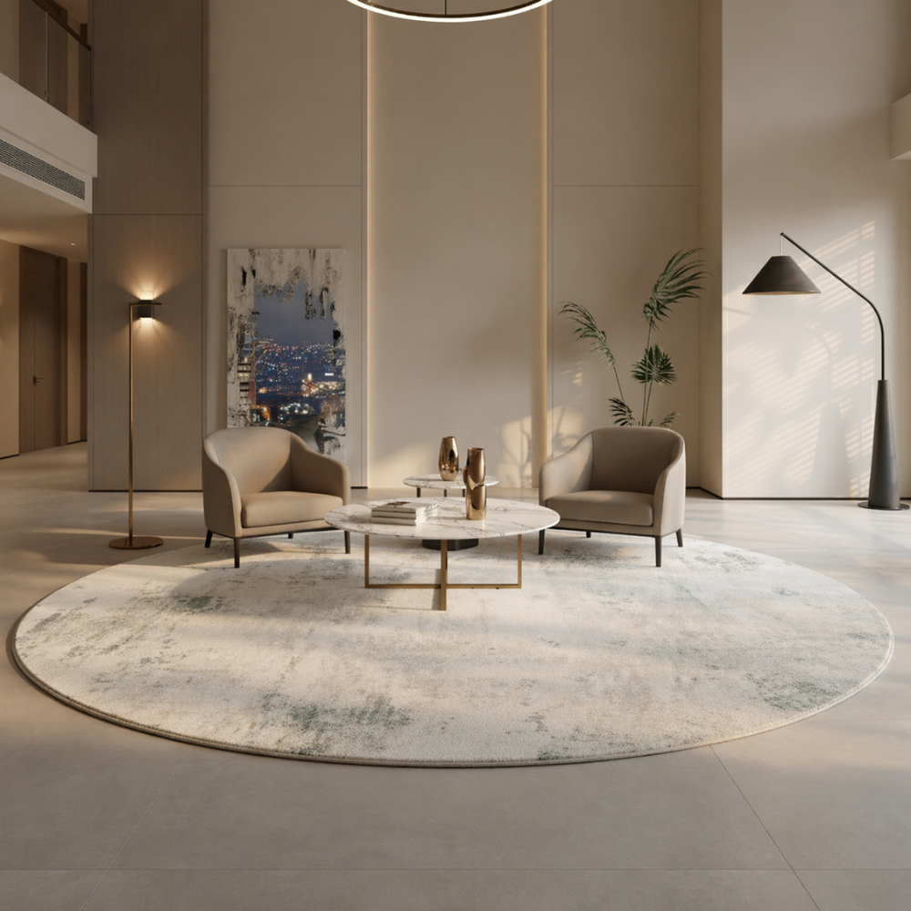 Round Plush Area Rug | Italian Style Design | Qonforta