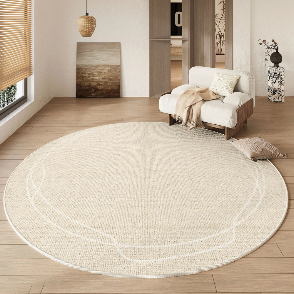Round Wabi Sabi Area Rug | Cream Non-Slip | Qonforta