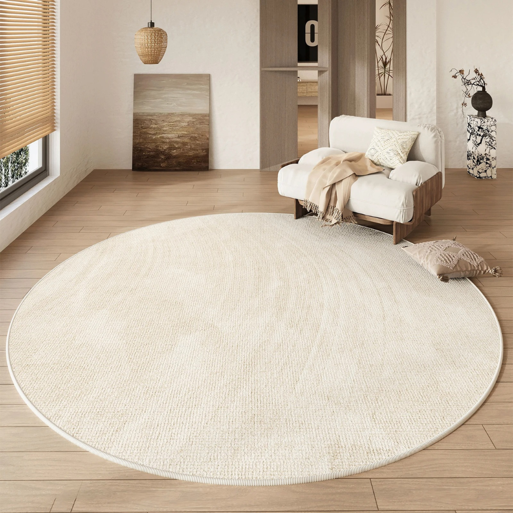 Round Wabi Sabi Area Rug | Cream Non-Slip | Qonforta