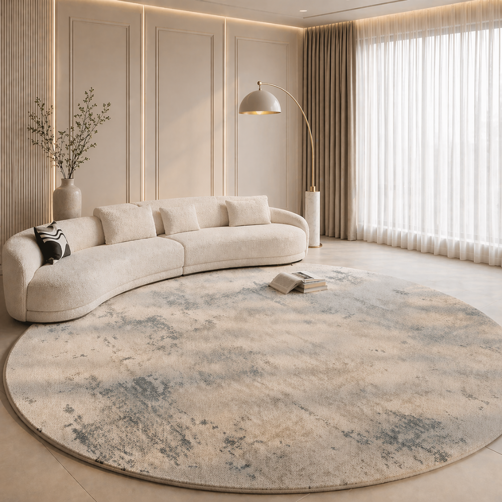 Round Plush Area Rug | Italian Style Design | Qonforta