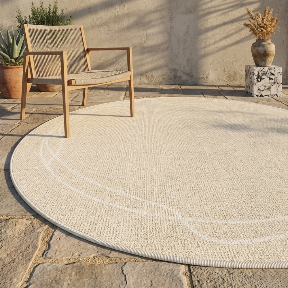Round Wabi Sabi Area Rug | Cream Non-Slip | Qonforta