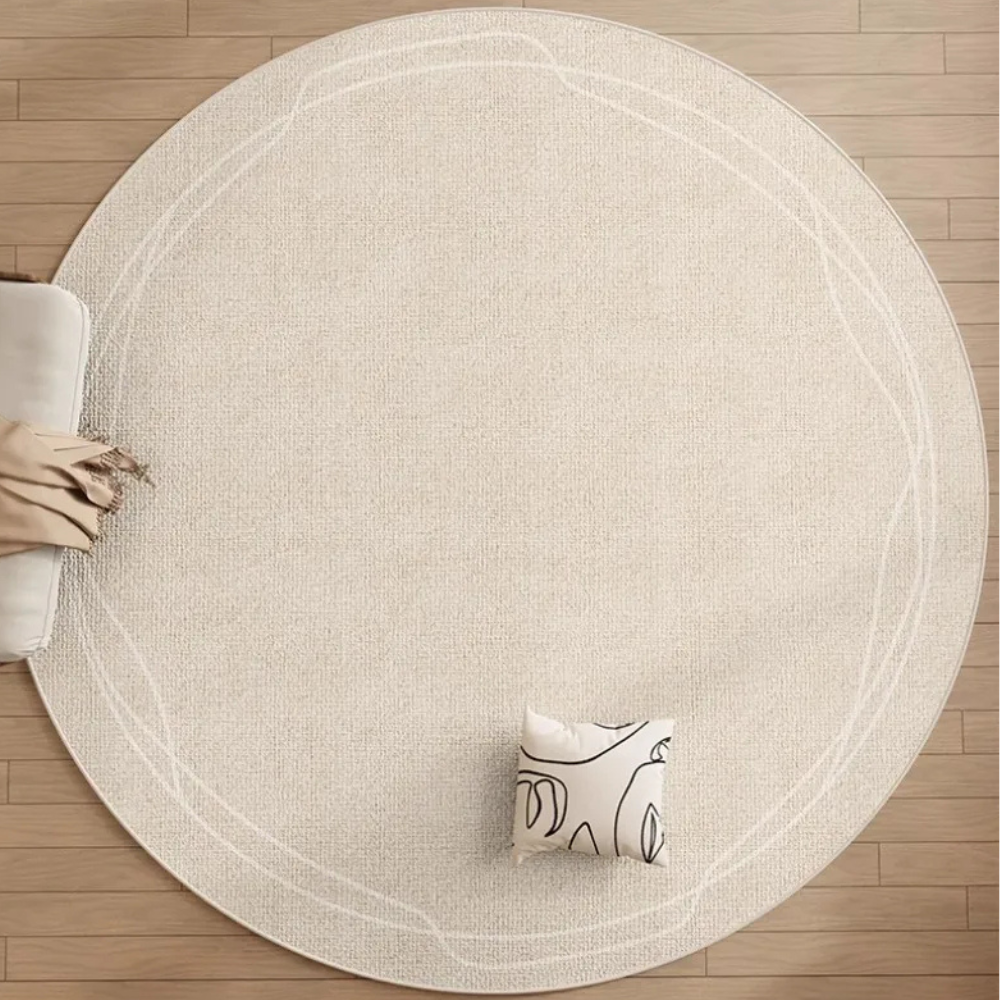 Round Wabi Sabi Area Rug | Cream Non-Slip | Qonforta