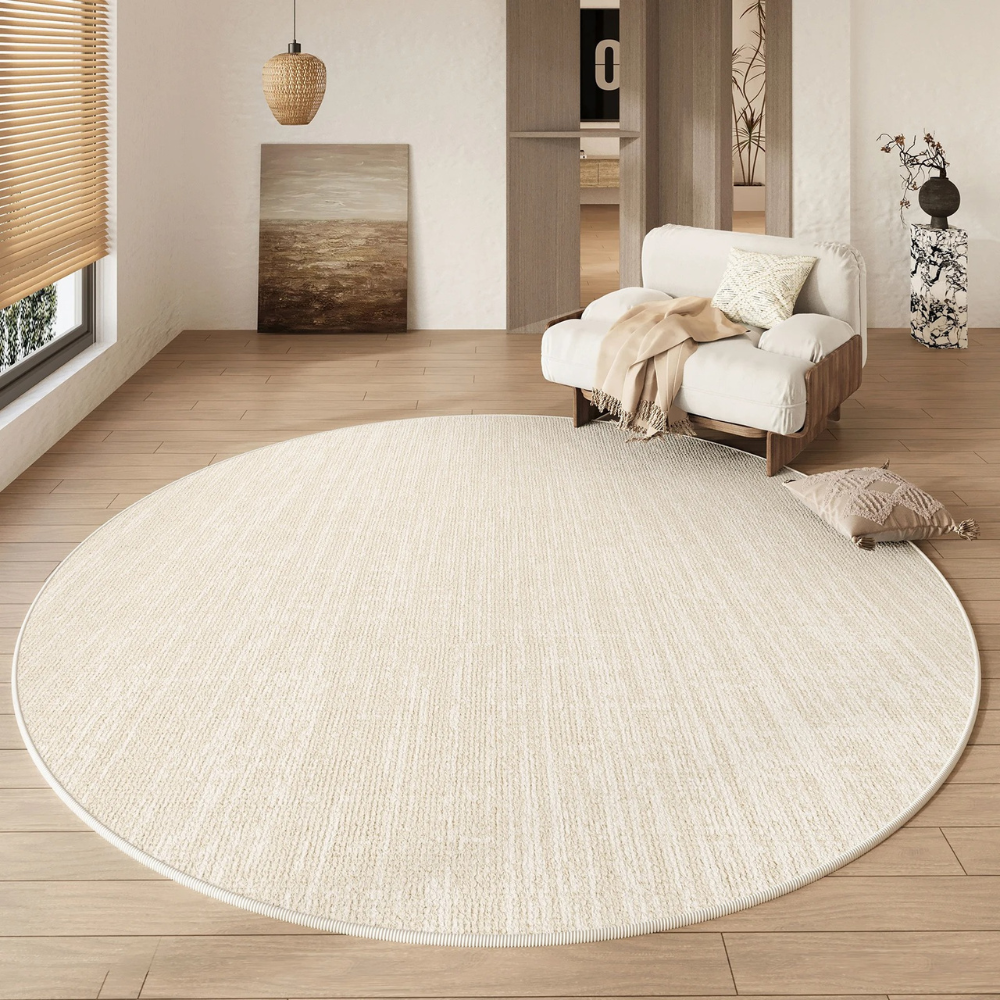 Round Wabi Sabi Area Rug | Cream Non-Slip | Qonforta