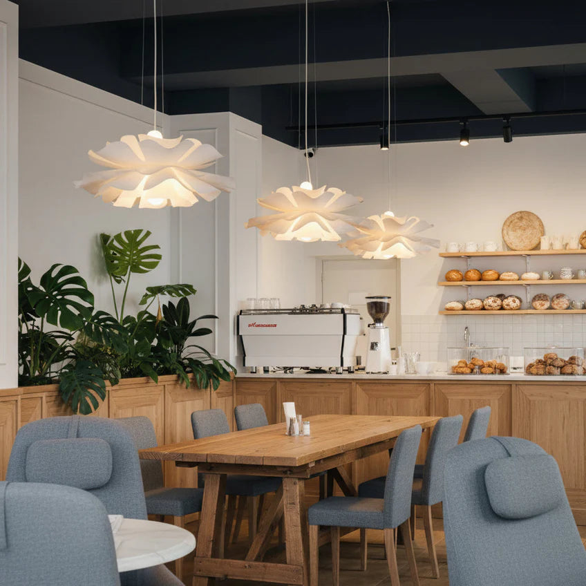 White Lotus Pendant Light | Sculptural Floral | 3 Sizes | Qonforta