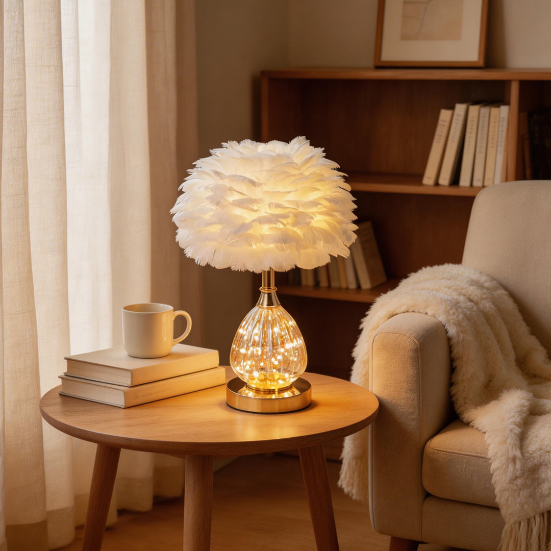 PlumeLux — Nordic Feather Table Lamp