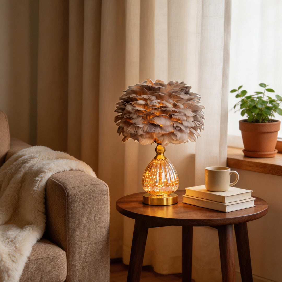PlumeLux — Nordic Feather Table Lamp