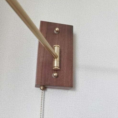 Wood Brass Wall Sconce Adjustable Arm Pull Chain Switch – 4 Variants | Qonforta