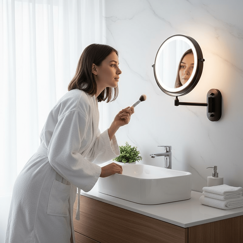 LED Magnifying Mirror Rechargeable | Touch Control Vanity Mirror | Qonforta