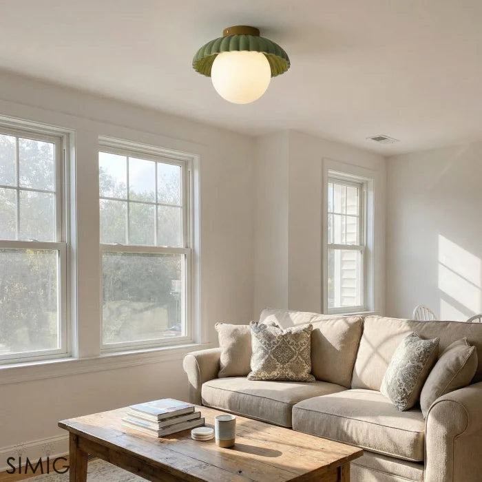 Ribbed Globe Flush Mount Ceiling Light | 3 Colors | Qonforta