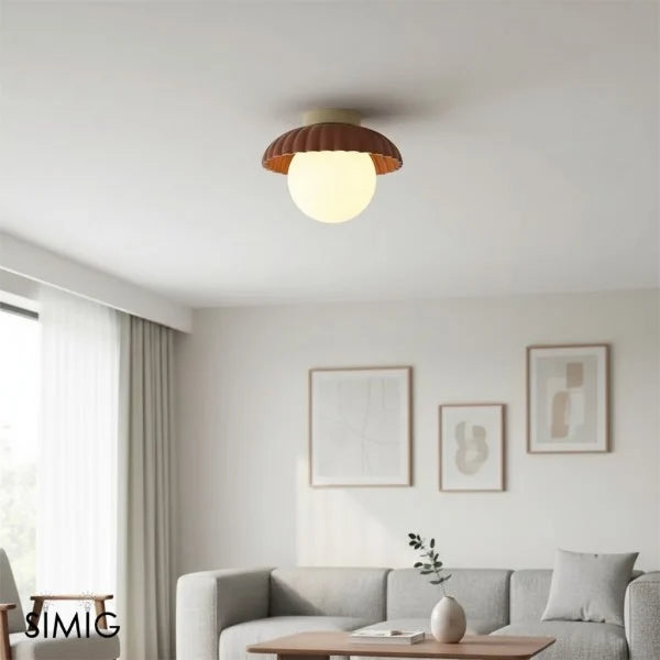 Ribbed Globe Flush Mount Ceiling Light | 3 Colors | Qonforta