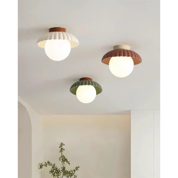 Ribbed Globe Flush Mount Ceiling Light | 3 Colors | Qonforta