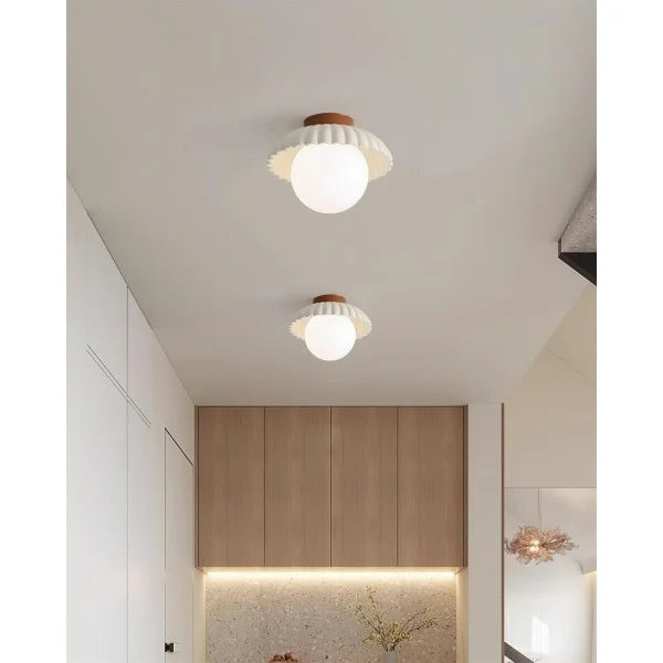 Ribbed Globe Flush Mount Ceiling Light | 3 Colors | Qonforta