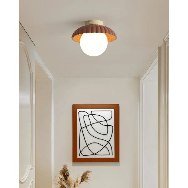 Ribbed Globe Flush Mount Ceiling Light | 3 Colors | Qonforta