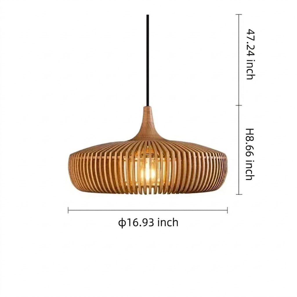 Nordic Wood Slat Pendant Light | 2 Colors 2 Modes | Qonforta