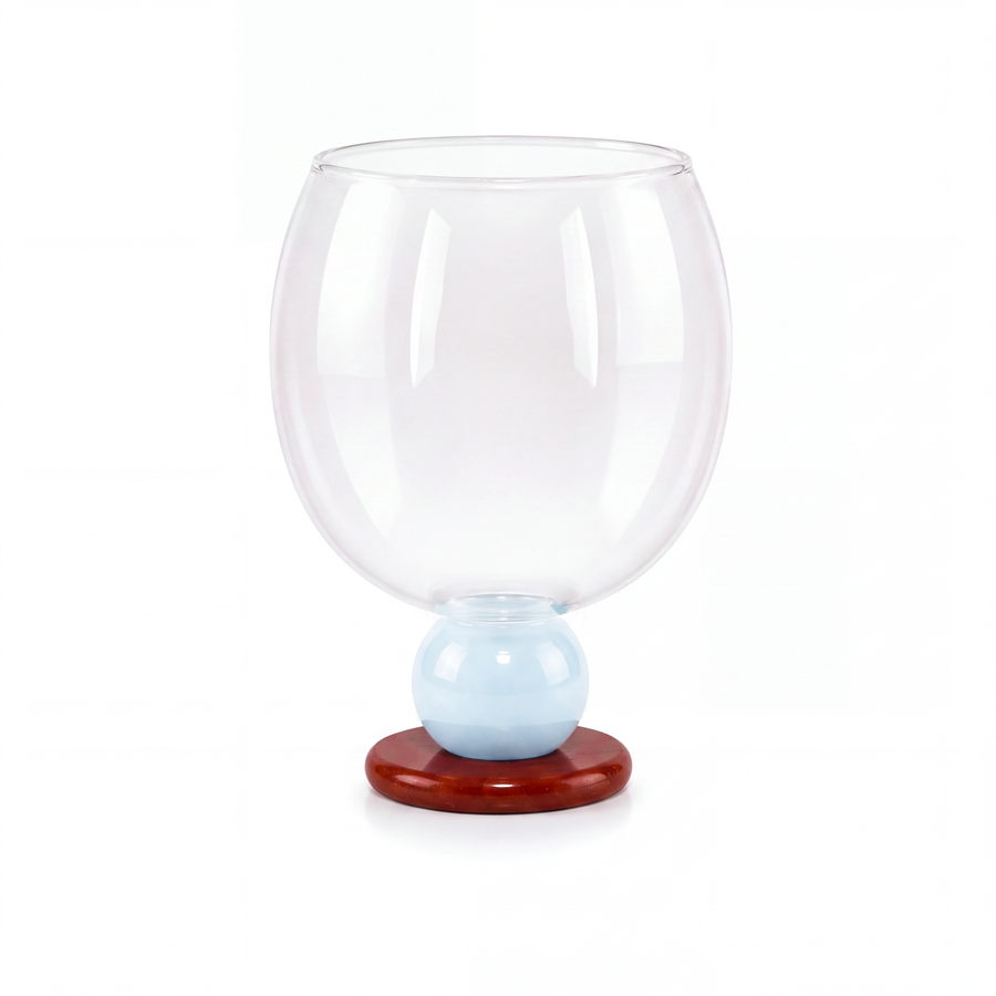 Balloon Drinking Glass on a Stone Base, 7 Colors | Qonforta, Baby Blue