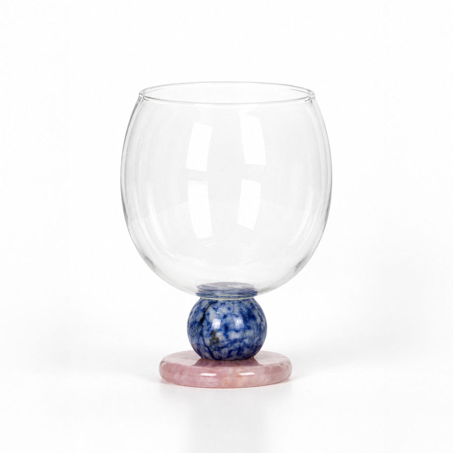 Balloon Drinking Glass on a Stone Base, 7 Colors | Qonforta, Blue