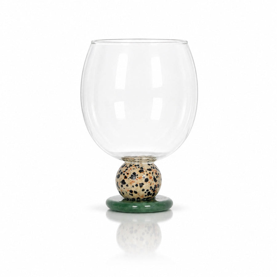 Balloon Drinking Glass on a Stone Base, 7 Colors | Qonforta, Beige