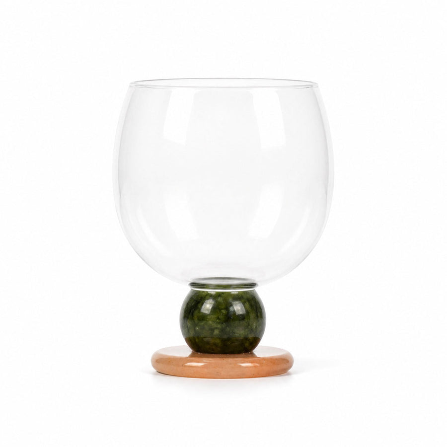 Balloon Drinking Glass on a Stone Base, 7 Colors | Qonforta, Green