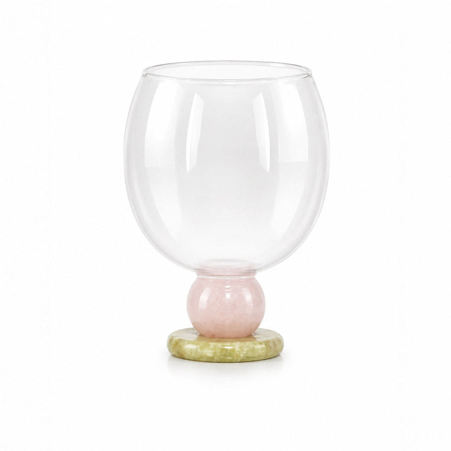 Balloon Drinking Glass on a Stone Base, 7 Colors | Qonforta, Pink