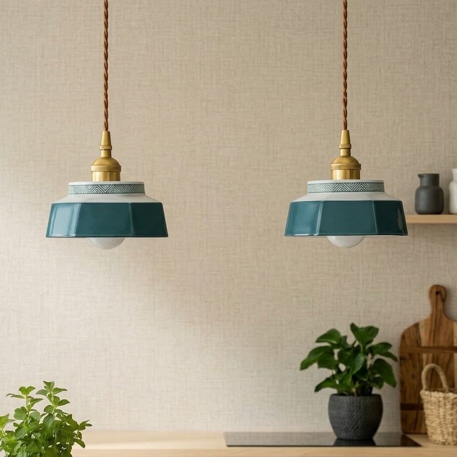 Hand-Painted Ceramic Pendant Light | Copper | Qonforta
