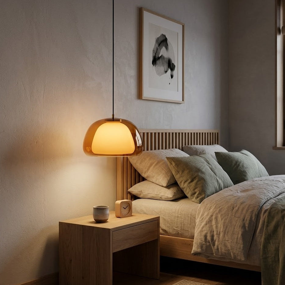 Milk Glass Jelly Pendant Light | 2 Sizes & 3 Colors | Qonforta