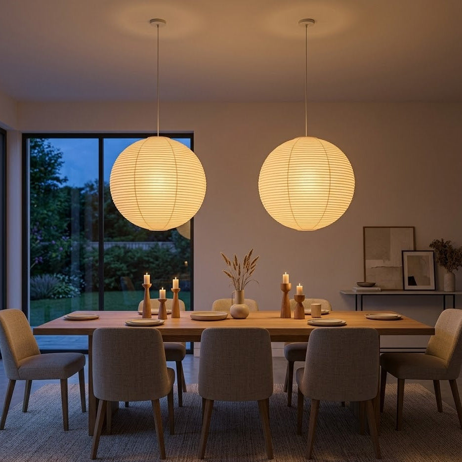 Japanese Cotton Paper Pendant Light | 5 Sizes | Qonforta