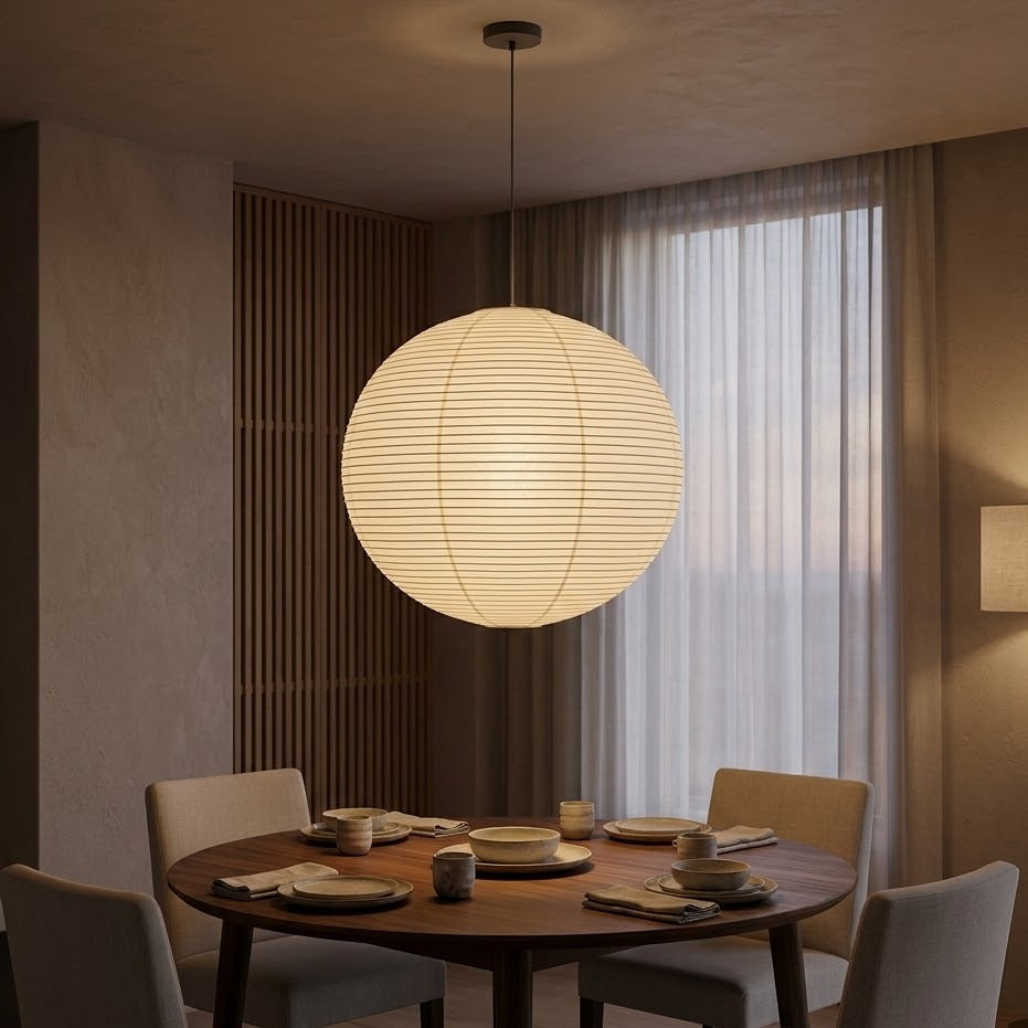 Japanese Cotton Paper Pendant Light | 5 Sizes | Qonforta